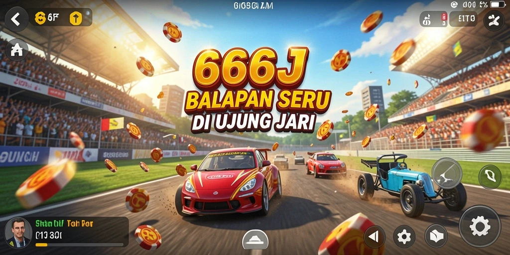 Tampilan gameplay menarik dari 666J saat balapan di lintasan.
