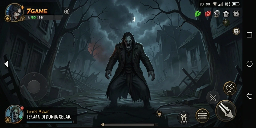Tangkapan layar 7GAME menunjukkan gameplay yang menegangkan dan atmosfer yang mencekam.