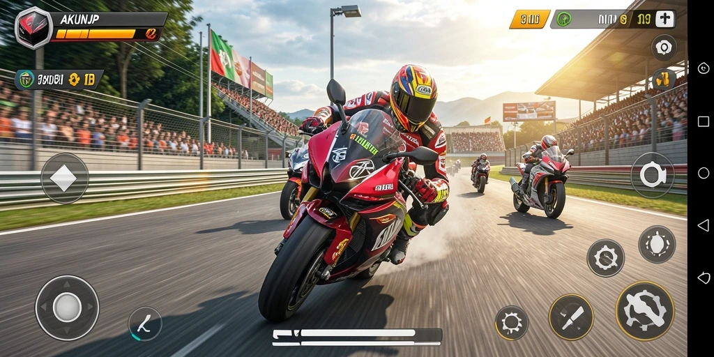 Tampilan gameplay seru dari balap motor AKUNJP.