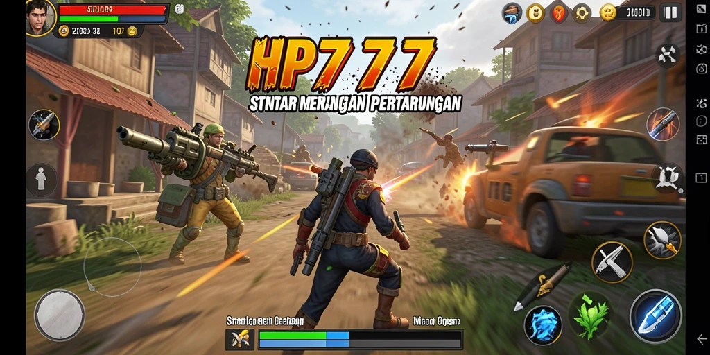 Tampilan gameplay HP777 yang menceritakan strategi pertempuran.