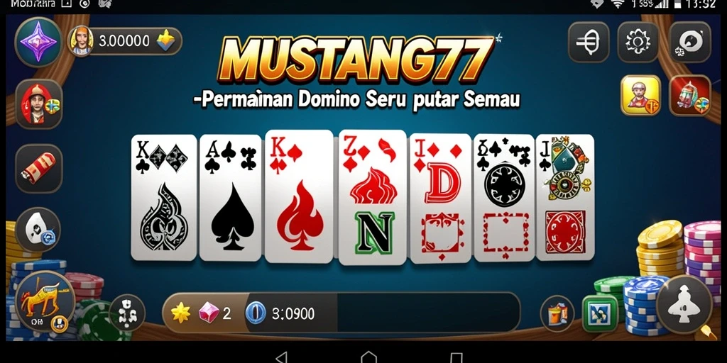 Screenshot gameplay utama MUSTANG77 yang menampilkan serunya permainan Domino.