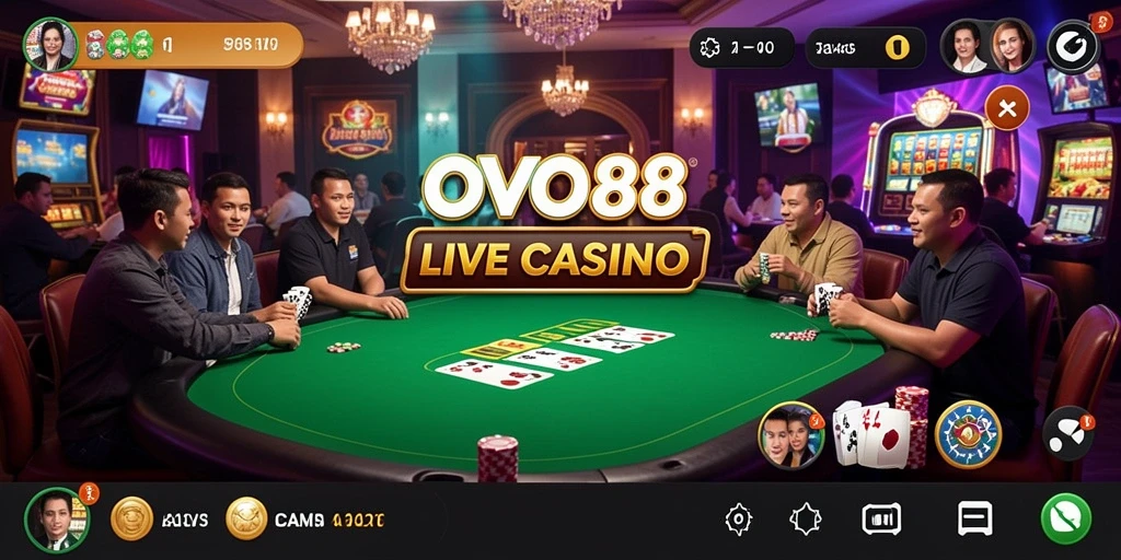 Screenshot gameplay OVO88 menampilkan suasana Live Casino yang nyata.